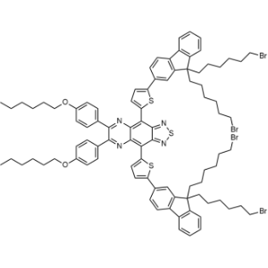 4,9-Bis(5-(9,9-bis(6-bromohexyl)-9H-fluoren-2-yl)thiophen-2-yl)-6,7-bis(4-(hexyloxy)phenyl)-[1,2,5]thiadiazolo[3,4-g]quinoxaline|CS-1336207