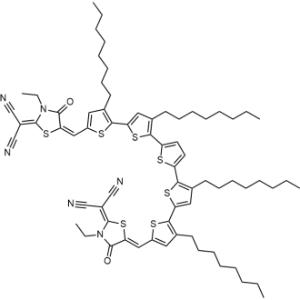2,2'-(((3,3''',3'''',4'-Tetraoctyl-[2,2':5',2'':5'',2''':5''',2''''-quinquethiophene]-5,5''''-diyl)bis(methanylylidene))bis(3-ethyl-4-oxothiazolidine-5,2-diylidene))dimalononitrile|CS-1336266