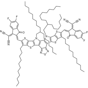 2,2'-(((12,13-Bis(2-heptylundecyl)-3,9-diundecyl-12,13-dihydro-[1,2,5]thiadiazolo[3,4-E]thieno[2'',3'':4',5']thieno[2',3':4,5]pyrrolo[3,2-g]thieno[2',3':4,5]thieno[3,2-b]indole-2,10-diyl)bis(methanylylidene))bis(5,6-difluoro-3-oxo-2,3-dihydro-1H-indene-2,1-diylidene))dimalononitrile|CS-1336267
