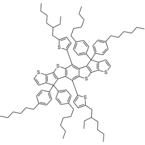 5,11-Bis[5-(2-ethylhexyl)-2-thienyl]-4,4,10,10-tetrakis(4-hexylphenyl)-4,10-dihydrothieno[3′,2′:4,5]cyclopenta[1,2-b]thieno[2′′,3′′:3′,4′]cyclopenta[1′,2′:4,5]thieno[2,3-f][1]benzothiophene|CS-1336289