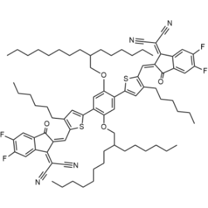 2,2'-((((2,5-Bis((2-hexyldecyl)oxy)-1,4-phenylene)bis(3-hexylthiophene-5,2-diyl))bis(methanylylidene))bis(5,6-difluoro-3-oxo-2,3-dihydro-1H-indene-2,1-diylidene))dimalononitrile|CS-1336295