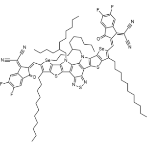 2,2'-(((12,13-Bis(2-butyloctyl)-3,9-diundecyl-12,13-dihydroselenopheno[2'',3'':4',5']thieno[2',3':4,5]pyrrolo[3,2-g]selenopheno[2',3':4,5]thieno[3,2-b][1,2,5]thiadiazolo[3,4-E]indole-2,10-diyl)bis(methanylylidene))bis(5,6-difluoro-3-oxo-2,3-dihydro-1H-indene-2,1-diylidene))dimalononitrile|CS-1340531