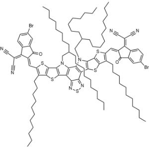 2,2'-(((12,13-Bis(2-octyldodecyl)-3,9-diundecyl-12,13-dihydro-[1,2,5]thiadiazolo[3,4-E]thieno[2'',3'':4',5']thieno[2',3':4,5]pyrrolo[3,2-g]thieno[2',3':4,5]thieno[3,2-b]indole-2,10-diyl)bis(methanylylidene))bis(5-bromo-3-oxo-2,3-dihydro-1H-indene-2,1-diylidene))dimalononitrile|CS-1340533