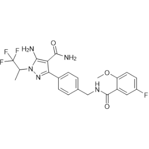5-Amino-3-(4-((5-fluoro-2-methoxybenzamido)methyl)phenyl)-1-(1,1,1-trifluoropropan-2-yl)-1H-pyrazole-4-carboxamide|CS-1344007