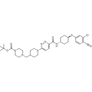 tert-Butyl 4-((1-(6-(((1r,4r)-4-(3-chloro-4-cyanophenoxy)cyclohexyl)carbamoyl)pyridazin-3-yl)piperidin-4-yl)methyl)piperazine-1-carboxylate|CS-1344014