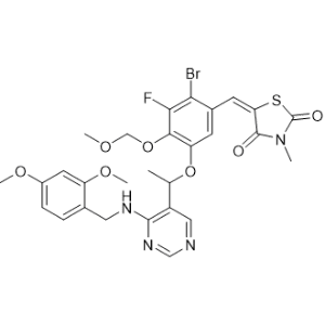 5-(2-Bromo-5-(1-(4-((2,4-dimethoxybenzyl)amino)pyrimidin-5-yl)ethoxy)-3-fluoro-4-(methoxymethoxy)benzylidene)-3-methylthiazolidine-2,4-dione|CS-1344265