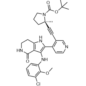 tert-Butyl (R)-2-((4-(3-((3-chloro-2-methoxyphenyl)amino)-4-oxo-4,5,6,7-tetrahydro-1H-pyrrolo[3,2-c]pyridin-2-yl)pyridin-3-yl)ethynyl)-2-methylpyrrolidine-1-carboxylate|CS-1344341
