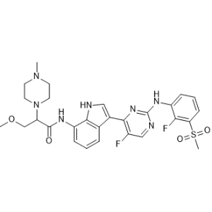 N-(3-(5-Fluoro-2-((2-fluoro-3-(methylsulfonyl)phenyl)amino)pyrimidin-4-yl)-1H-indol-7-yl)-3-methoxy-2-(4-methylpiperazin-1-yl)propanamide|CS-1344470