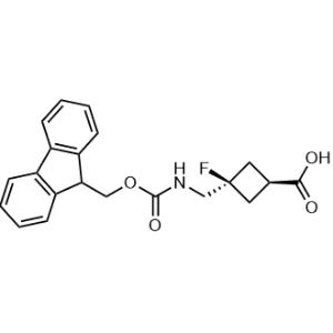 trans-3-(((((9H-Fluoren-9-yl)methoxy)carbonyl)amino)methyl)-3-fluorocyclobutane-1-carboxylic acid|CS-1347428