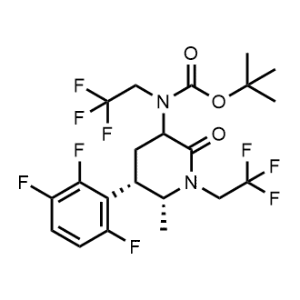tert-Butyl ((5S,6R)-6-methyl-2-oxo-1-(2,2,2-trifluoroethyl)-5-(2,3,6-trifluorophenyl)piperidin-3-yl)(2,2,2-trifluoroethyl)carbamate Atogipan impurity|CS-1349306
