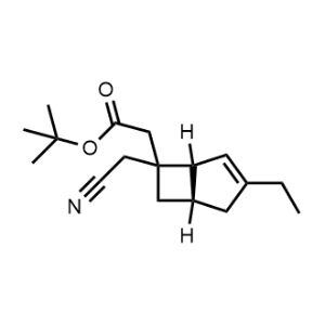 tert-Butyl 2-((1R,5R)-6-(cyanomethyl)-3-ethylbicyclo[3.2.0]hept-3-en-6-yl)acetate Milobahim impurity|CS-1349498