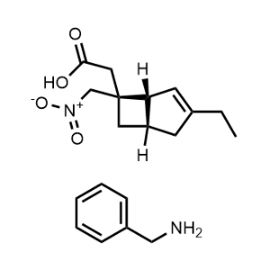 Phenylmethanamine 2-((1R,5S,6S)-3-ethyl-6-(nitromethyl)bicyclo[3.2.0]hept-3-en-6-yl)acetate Milobahim impurity|CS-1349532