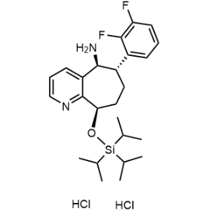 (5S,6S,9R)-6-(2,3-Difluorophenyl)-9-((triisopropylsilyl)oxy)-6,7,8,9-tetrahydro-5H-cyclohepta[b]pyridin-5-amine dihydrochloride Remegpam impurity|CS-1349680