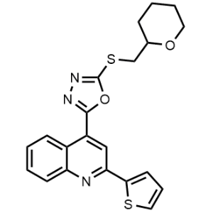 2-(((Tetrahydro-2H-pyran-2-yl)methyl)thio)-5-(2-(thiophen-2-yl)quinolin-4-yl)-1,3,4-oxadiazole|CS-1354788