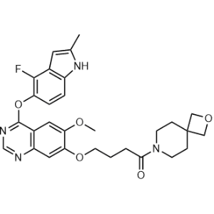 4-((4-((4-Fluoro-2-methyl-1H-indol-5-yl)oxy)-6-methoxyquinazolin-7-yl)oxy)-1-(2-oxa-7-azaspiro[3.5]nonan-7-yl)butan-1-one|CS-1356583