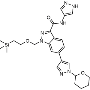 N-(1H-Pyrazol-4-yl)-6-(1-(tetrahydro-2H-pyran-2-yl)-1H-pyrazol-4-yl)-1-((2-(trimethylsilyl)ethoxy)methyl)-1H-indazole-3-carboxamide|CS-1356601