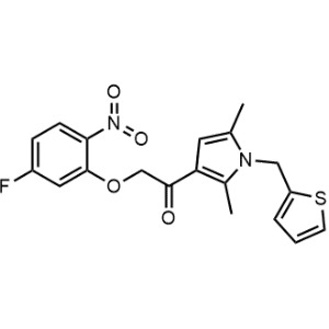 1-(2,5-Dimethyl-1-(thiophen-2-ylmethyl)-1H-pyrrol-3-yl)-2-(5-fluoro-2-nitrophenoxy)ethan-1-one|CS-1356685