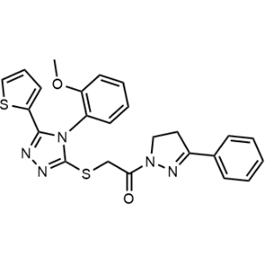 2-((4-(2-Methoxyphenyl)-5-(thiophen-2-yl)-4H-1,2,4-triazol-3-yl)thio)-1-(3-phenyl-4,5-dihydro-1H-pyrazol-1-yl)ethan-1-one|CS-1356687