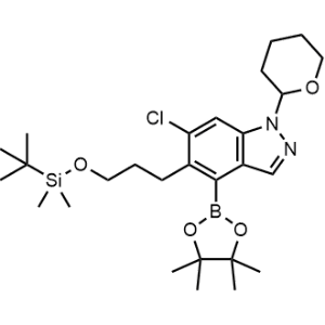 5-(3-((tert-Butyldimethylsilyl)oxy)propyl)-6-chloro-1-(tetrahydro-2H-pyran-2-yl)-4-(4,4,5,5-tetramethyl-1,3,2-dioxaborolan-2-yl)-1H-indazole|CS-1357188