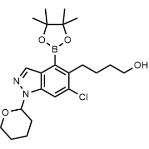 4-(6-Chloro-1-(tetrahydro-2H-pyran-2-yl)-4-(4,4,5,5-tetramethyl-1,3,2-dioxaborolan-2-yl)-1H-indazol-5-yl)butan-1-ol|CS-1357189