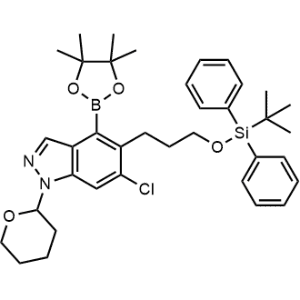 5-(3-((tert-Butyldiphenylsilyl)oxy)propyl)-6-chloro-1-(tetrahydro-2H-pyran-2-yl)-4-(4,4,5,5-tetramethyl-1,3,2-dioxaborolan-2-yl)-1H-indazole|CS-1357192