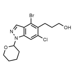3-(4-Bromo-6-chloro-1-(tetrahydro-2H-pyran-2-yl)-1H-indazol-5-yl)propan-1-ol|CS-1357224