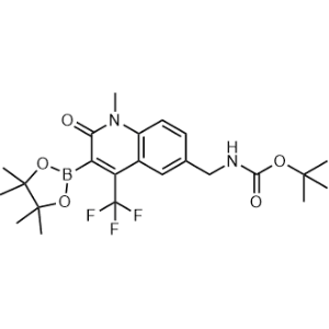 tert-Butyl ((1-methyl-2-oxo-3-(4,4,5,5-tetramethyl-1,3,2-dioxaborolan-2-yl)-4-(trifluoromethyl)-1,2-dihydroquinolin-6-yl)methyl)carbamate|CS-1357905