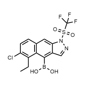 (6-Chloro-5-ethyl-1-((trifluoromethyl)sulfonyl)-1H-benzo[f]indazol-4-yl)boronic acid|CS-1358694