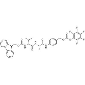 (9H-Fluoren-9-yl)methyl ((S)-3-methyl-1-oxo-1-(((S)-1-oxo-1-((4-((((perfluorophenoxy)carbonyl)oxy)methyl)phenyl)amino)propan-2-yl)amino)butan-2-yl)carbamate|CS-1359043