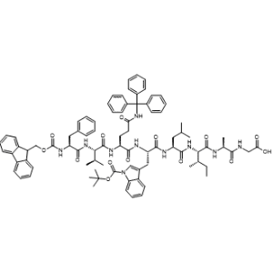 Na-(N2-(((9H-Fluoren-9-yl)methoxy)carbonyl)-L-phenylalanyl-L-valyl-N5-trityl-L-glutaminyl)-1-(tert-butoxycarbonyl)-L-tryptophyl-L-leucyl-L-isoleucyl-L-alanylglycine|CS-1359460