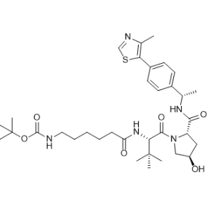 tert-Butyl (6-(((S)-1-((2S,4R)-4-hydroxy-2-(((S)-1-(4-(4-methylthiazol-5-yl)phenyl)ethyl)carbamoyl)pyrrolidin-1-yl)-3,3-dimethyl-1-oxobutan-2-yl)amino)-6-oxohexyl)carbamate|CS-1367296