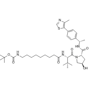 tert-Butyl (9-(((S)-1-((2S,4R)-4-hydroxy-2-(((S)-1-(4-(4-methylthiazol-5-yl)phenyl)ethyl)carbamoyl)pyrrolidin-1-yl)-3,3-dimethyl-1-oxobutan-2-yl)amino)-9-oxononyl)carbamate|CS-1367312