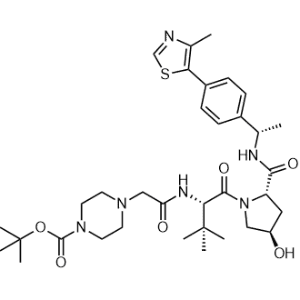 tert-Butyl 4-(2-(((S)-1-((2S,4R)-4-hydroxy-2-(((S)-1-(4-(4-methylthiazol-5-yl)phenyl)ethyl)carbamoyl)pyrrolidin-1-yl)-3,3-dimethyl-1-oxobutan-2-yl)amino)-2-oxoethyl)piperazine-1-carboxylate|CS-1367400