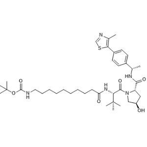 tert-Butyl (10-(((S)-1-((2S,4R)-4-hydroxy-2-(((S)-1-(4-(4-methylthiazol-5-yl)phenyl)ethyl)carbamoyl)pyrrolidin-1-yl)-3,3-dimethyl-1-oxobutan-2-yl)amino)-10-oxodecyl)carbamate|CS-1367401
