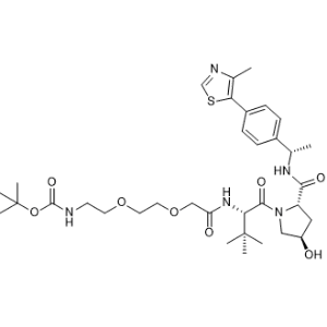 tert-Butyl (2-(2-(2-(((S)-1-((2S,4R)-4-hydroxy-2-(((S)-1-(4-(4-methylthiazol-5-yl)phenyl)ethyl)carbamoyl)pyrrolidin-1-yl)-3,3-dimethyl-1-oxobutan-2-yl)amino)-2-oxoethoxy)ethoxy)ethyl)carbamate|CS-1367407