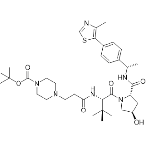 tert-Butyl 4-(3-(((S)-1-((2S,4R)-4-hydroxy-2-(((S)-1-(4-(4-methylthiazol-5-yl)phenyl)ethyl)carbamoyl)pyrrolidin-1-yl)-3,3-dimethyl-1-oxobutan-2-yl)amino)-3-oxopropyl)piperazine-1-carboxylate|CS-1367431