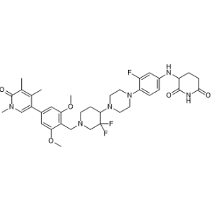 3-((4-(4-(1-(2,6-Dimethoxy-4-(1,4,5-trimethyl-6-oxo-1,6-dihydropyridin-3-yl)benzyl)-3,3-difluoropiperidin-4-yl)piperazin-1-yl)-3-fluorophenyl)amino)piperidine-2,6-dione|CS-1367595