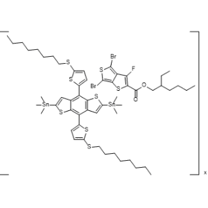 Thieno[3,4-b]thiophene-2-carboxylic acid, 4,6-dibromo-3-fluoro-, 2-ethylhexyl ester, polymer with 1,1′-[4,8-bis[5-(octylthio)-2-thienyl]benzo[1,2-b:4,5-b′]dithiophene-2,6-diyl]bis[1,1,1-trimethylstannane]|CS-1369792