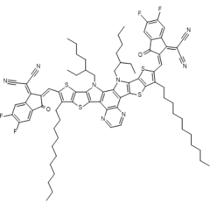 2,2'-(((13,14-Bis(2-ethylhexyl)-3,10-diundecyl-13,14-dihydrothieno[2'',3'':4',5']thieno[2',3':4,5]pyrrolo[3,2-f]thieno[2'',3'':4',5']thieno[2',3':4,5]pyrrolo[2,3-h]quinoxaline-2,11-diyl)bis(methanylylidene))bis(5,6-difluoro-3-oxo-2,3-dihydro-1H-indene-2,1-diylidene))dimalononitrile|CS-1369832