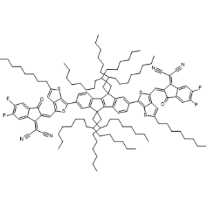 2,2'-((((5,5,10,10-Tetrakis(2-hexyldecyl)-5,10-dihydroindeno[2,1-a]indene-2,7-diyl)bis(2-octylthieno[3,4-b]thiophene-6,4-diyl))bis(methanylylidene))bis(5,6-difluoro-3-oxo-2,3-dihydro-1H-indene-2,1-diylidene))dimalononitrile|CS-1369833