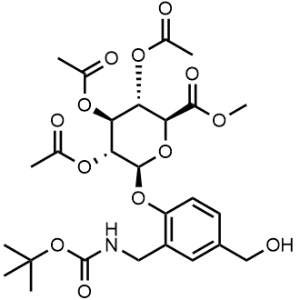 (2S,3R,4S,5S,6S)-2-(2-(((tert-Butoxycarbonyl)amino)methyl)-4-(hydroxymethyl)phenoxy)-6-(methoxycarbonyl)tetrahydro-2H-pyran-3,4,5-triyl triacetate|CS-1375062