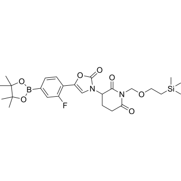 3-(5-(2-Fluoro-4-(4,4,5,5-tetramethyl-1,3,2-dioxaborolan-2-yl)phenyl)-2-oxooxazol-3(2H)-yl)-1-((2-(trimethylsilyl)ethoxy)methyl)piperidine-2,6-dione|CS-1378973