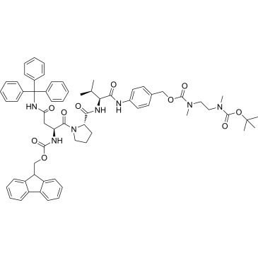 4-((S)-2-((S)-1-(N2-(((9H-Fluoren-9-yl)methoxy)carbonyl)-N4-trityl-L-asparaginyl)pyrrolidine-2-carboxamido)-3-methylbutanamido)benzyl tert-butyl ethane-1,2-diylbis(methylcarbamate)|CS-1379503