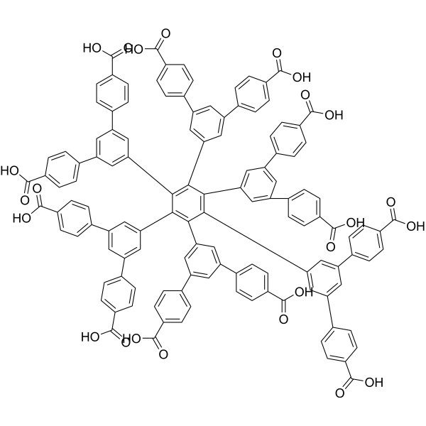 5',5'''-Bis(4-carboxyphenyl)-3'',4'',5'',6''-tetrakis(4,4''-dicarboxy-[1,1':3',1''-terphenyl]-5'-yl)-[1,1':3',1'':2'',1''':3''',1''''-quinquephenyl]-4,4''''-dicarboxylic acid|CS-1380689