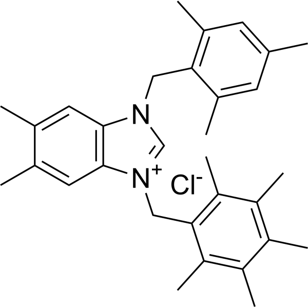 5,6-Dimethyl-3-(2,3,4,5,6-pentamethylbenzyl)-1-(2,4,6-trimethylbenzyl)-1H-benzo[d]imidazol-3-ium chloride|CS-1383416