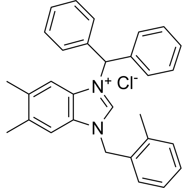 3-Benzhydryl-5,6-dimethyl-1-(2-methylbenzyl)-1H-benzo[d]imidazol-3-ium chloride|CS-1383422