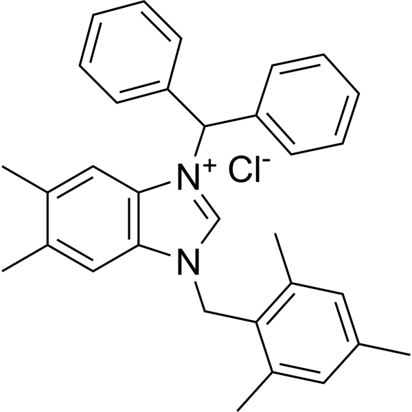 3-Benzhydryl-5,6-dimethyl-1-(2,4,6-trimethylbenzyl)-1H-benzo[d]imidazol-3-ium chloride|CS-1383433