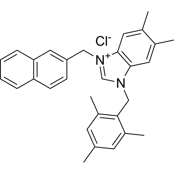 5,6-Dimethyl-3-(naphthalen-2-ylmethyl)-1-(2,4,6-trimethylbenzyl)-1H-benzo[d]imidazol-3-ium chloride|CS-1383439