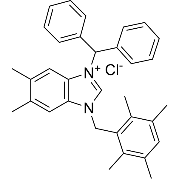 3-Benzhydryl-5,6-dimethyl-1-(2,3,5,6-tetramethylbenzyl)-1H-benzo[d]imidazol-3-ium chloride|CS-1383443