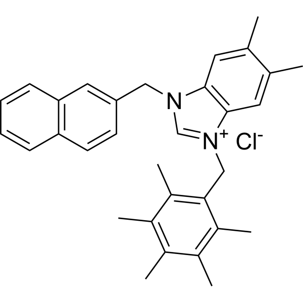 5,6-Dimethyl-1-(naphthalen-2-ylmethyl)-3-(2,3,4,5,6-pentamethylbenzyl)-1H-benzo[d]imidazol-3-ium chloride|CS-1383445